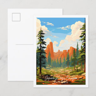 Sequoia Kings Canyon Vintage Reise Illustration Postkarte