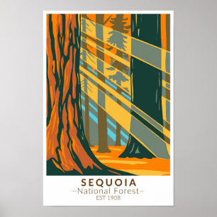 Sequoia National Forest Kalifornien Vintage Poster