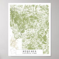 Sequoia National Park Retro Street Karte