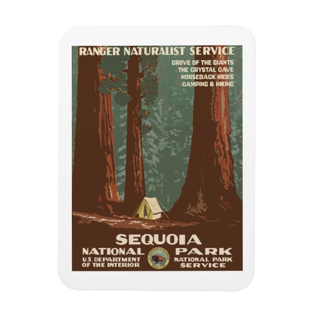 Sequoia National Park USA Vintage Travel Poster Magnet (Vertikal)
