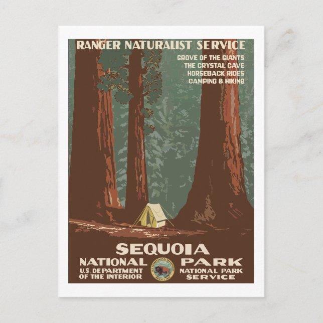 Sequoia National Park USA Vintage Travel Poster Postkarte (Vorderseite)