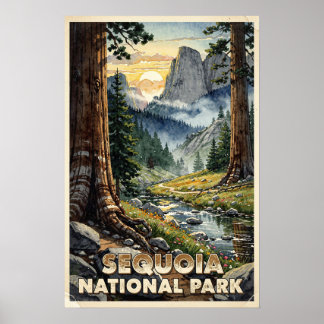 Sequoia National Park Vintage Reise Poster