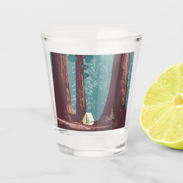 Sequoia National Park Zelt Camping Schnapsglas (Vorderseite)