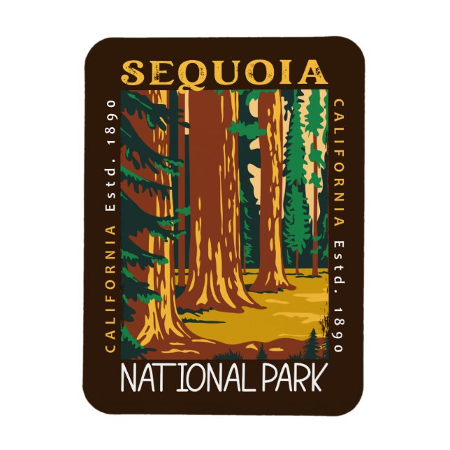 Sequoia Nationalpark California Retro gestört Magnet (Vertikal)