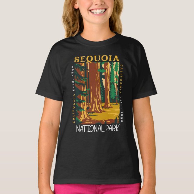 Sequoia Nationalpark California Retro gestört T-Shirt (Vorderseite)