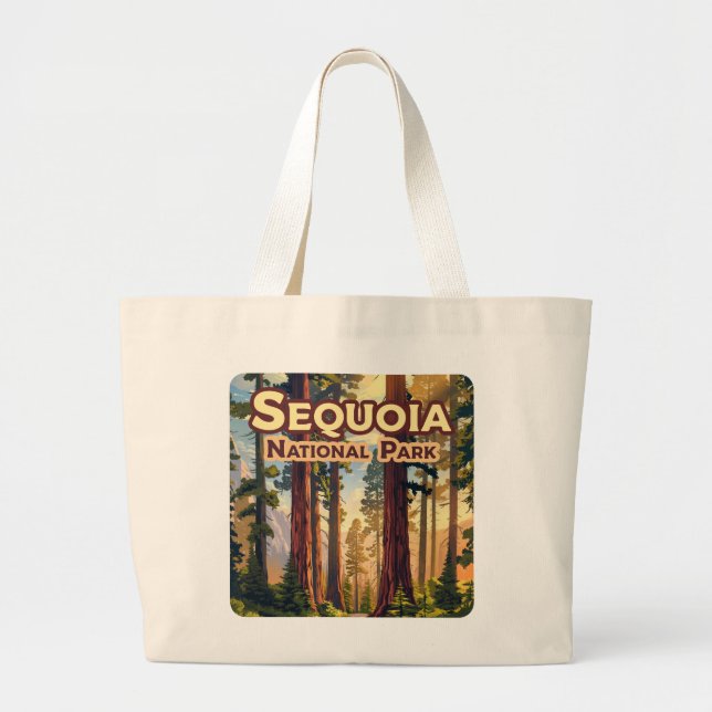 Sequoia Nationalpark California Tree Retro Jumbo Stoffbeutel (Vorne)