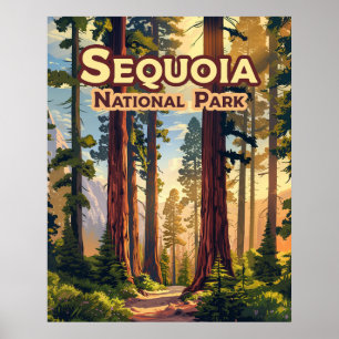 Sequoia Nationalpark California Tree Retro Poster