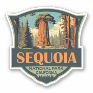 Sequoia Nationalpark Illustration Retro Aufkleber