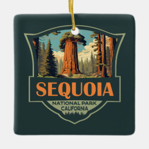 Sequoia Nationalpark Illustration Retro Keramikornament