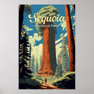 Sequoia Nationalpark Illustration Retro Poster