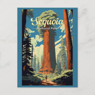 Sequoia Nationalpark Illustration Retro Postkarte