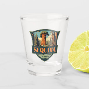 Sequoia Nationalpark Illustration Retro Schnapsglas