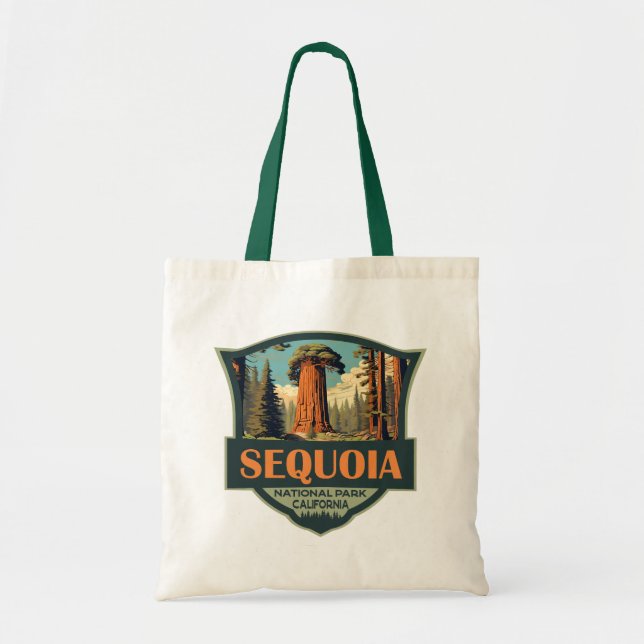 Sequoia Nationalpark Illustration Retro Tragetasche (Vorne)
