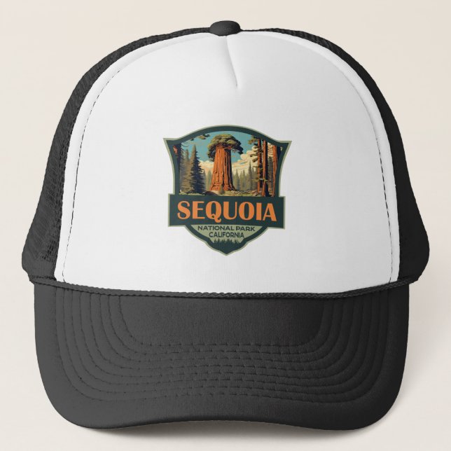 Sequoia Nationalpark Illustration Retro Truckerkappe (Vorderseite)