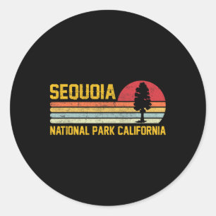 Sequoia Nationalpark Kalifornien Retro-Abenteuer Runder Aufkleber