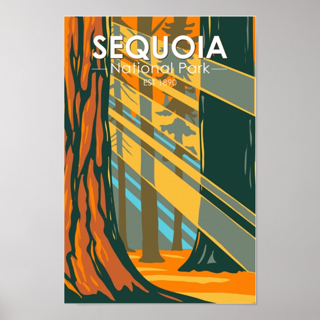 Sequoia Nationalpark Riesengebirge Sequoia Trees Poster (Vorne)
