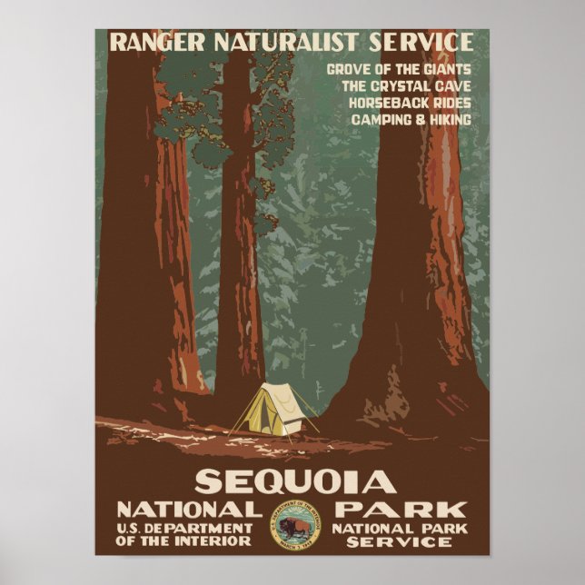 Sequoia Nationalpark USA Vintage Travel Poster (Vorne)