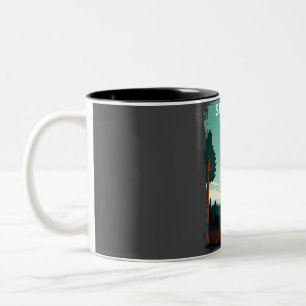 Sequoia Nationalpark Vintag Minimaler Reiseplan Zweifarbige Tasse