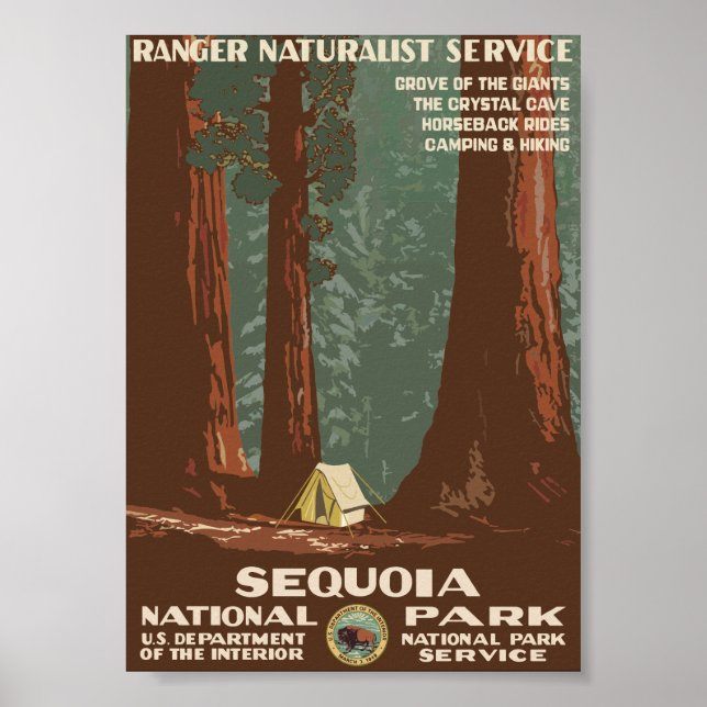 Sequoia Nationalpark Vintage Poster (Vorne)
