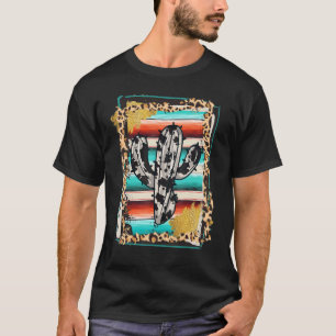 SERAPE CACTUS Leopard Kuh Muster Print Cowgirl Ro T-Shirt