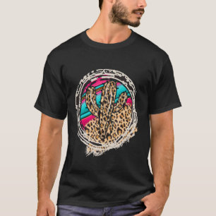 SERAPE CACTUS Leopard Kuh Muster Print Cowgirl Ro T-Shirt