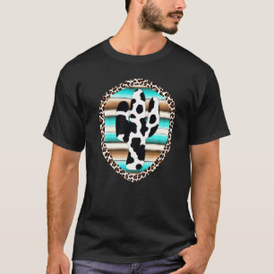 Serape-Kuh-Druck-Kaktus-Leoparden-Druck-Türkisfarb T-Shirt