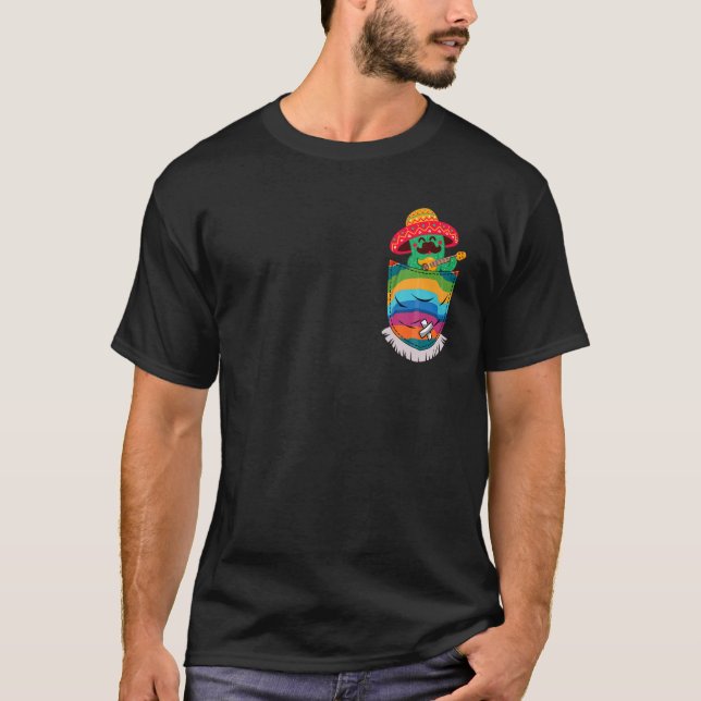Serape Pocket Pinata Mexican Cactus Guitar Fiesta T-Shirt (Vorderseite)