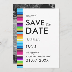 Serape Spring Stripes Foto Save the Date Einladung