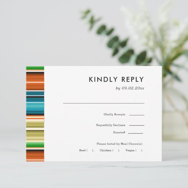 Serape Summer Stripes | RSVP für Hochzeiten + Wahl Karte (Stehend Vorderseite)