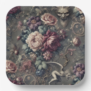Seraph-Jagd – gothisches florales Design Pappteller