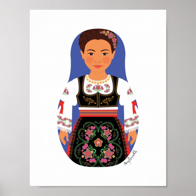 Serb Brünett Matryoshka Poster (Vorne)