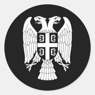 Serbia coat of arms, double-headed white eagle runder aufkleber