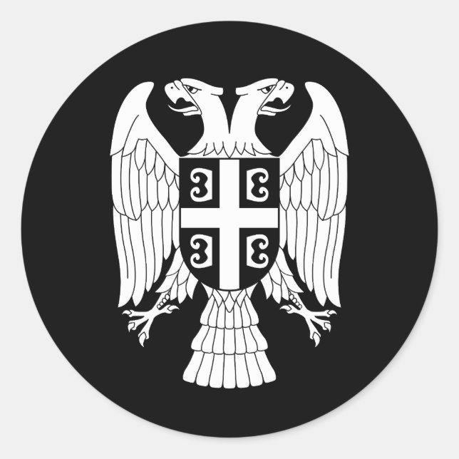 Serbia coat of arms, double-headed white eagle runder aufkleber (Vorderseite)