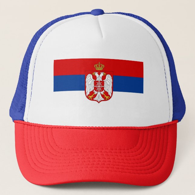 SERBIA FLAG TRUCKER HAT TRUCKERKAPPE (Vorderseite)