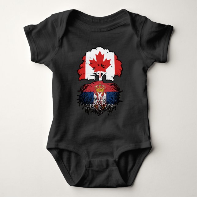 Serbia Serbian Canadian Canada Tree Roots Flag Baby Strampler (Vorderseite)