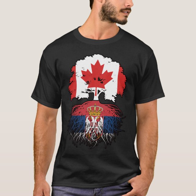 Serbia Serbian Canadian Canada Tree Roots Flag T-Shirt (Vorderseite)