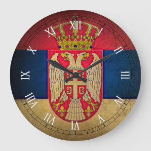 serbian flag große wanduhr