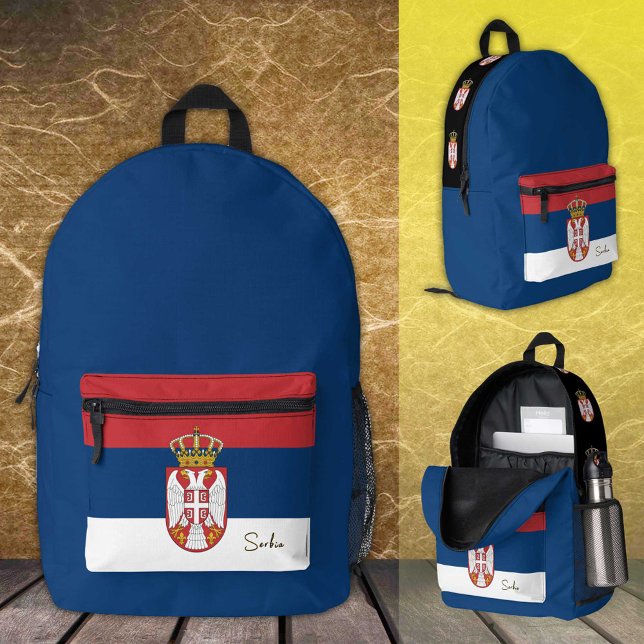 Serbien, blauer Rucksack, serbische Flagge / patri Bedruckter Rucksack (Von Creator hochgeladen)