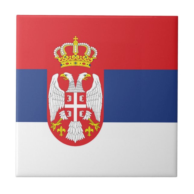 Serbien-Flagge Fliese (Vorderseite)