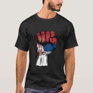 Serbien-Flagge Handfist Macht Serbische Wurzeln Se T-Shirt