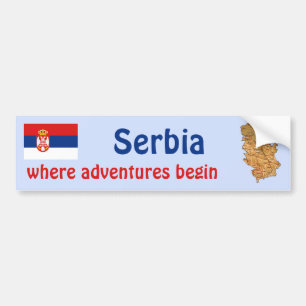 Serbien Flagge + Karte Aufkleber Autoaufkleber