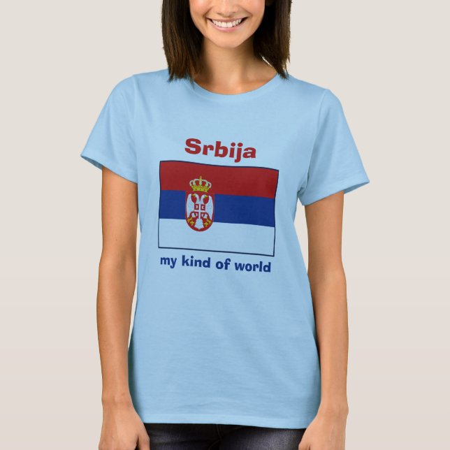 Serbien-Flagge + Karte + Text-T - Shirt (Vorderseite)
