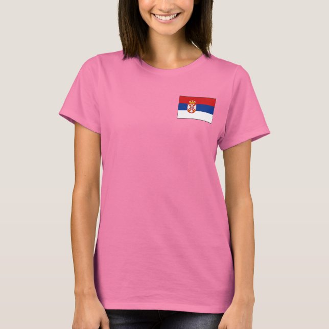 Serbien-Flagge + Karten-T - Shirt (Vorderseite)