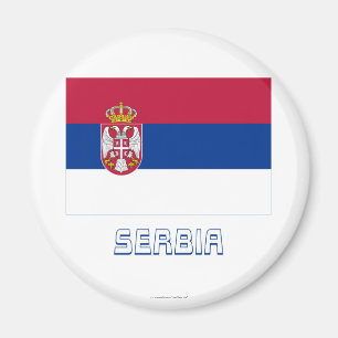 Serbien-Flagge mit Namen Magnet