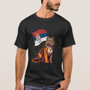 Serbien-Flagge Srbija Serbische Wurzeln Tigerherz  T-Shirt