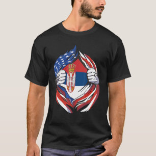Serbien Flaggenamerikaner mit Stolz auf mein serbi T-Shirt