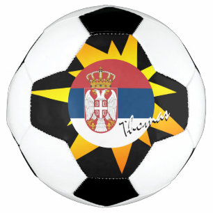 Serbien Fußball und Serbische Flagge / BANG