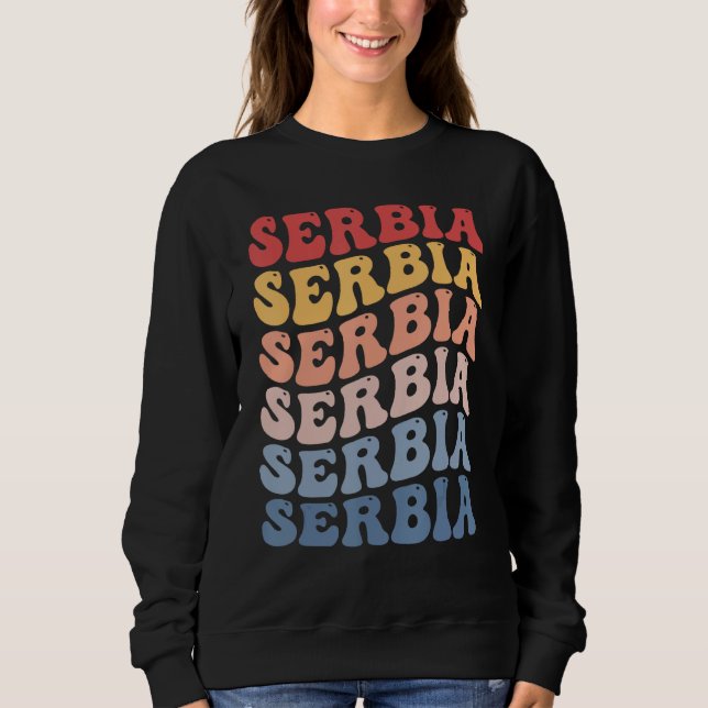 Serbien Groovy Retro Serbisch Sweatshirt (Vorderseite)
