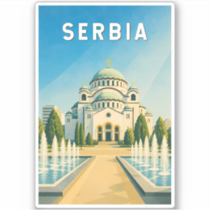 Serbien Illustration Reise Kunst Vintage Aufkleber