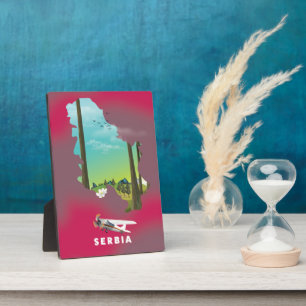 Serbien Illustrierte Reiselandkarte Poster Fotoplatte